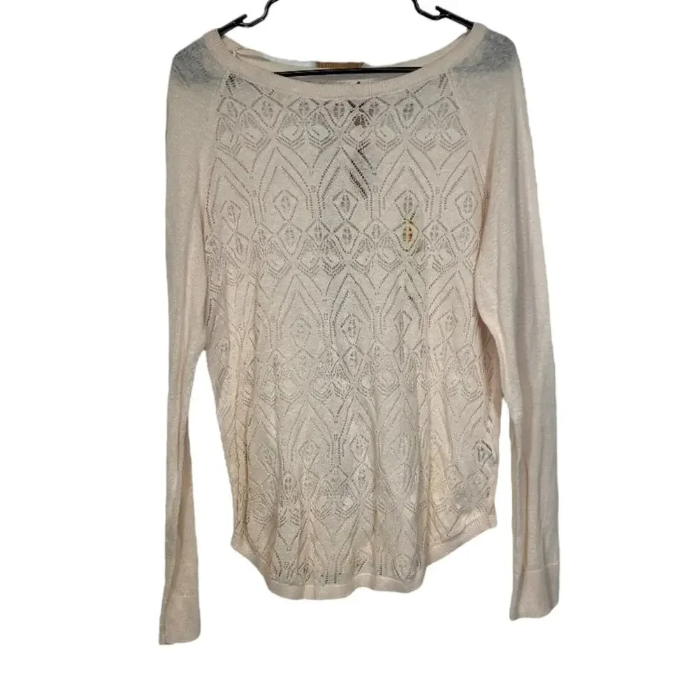 Lauren Conrad Light Pink Lace‎ Dreamer Long Sleeve Sweater Size M